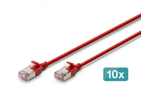 Digitus CAT 6A Slim červená / Patch kabel / F/FTP / RJ45 / 10 Gbit/s / 2 m / 10 ks (DK-1632-A-020S-R-10)