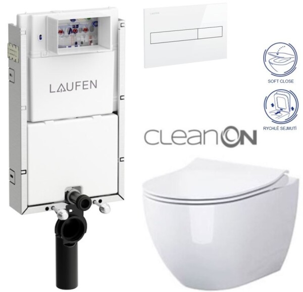 LAUFEN Podomít. systém LIS TW1 SET s bílým tlačítkem + WC CERSANIT ZEN CLEANON + SEDÁTKO H8946630000001BI HA1