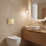 REA - Podomítkový Instalační Set Slim 024N pro WC s Tlačítkem T Brush Gold KPL-E1055