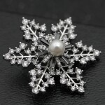 Vánoční brož Swarovski Elements Desireé - sněhová vločka, Stříbrná