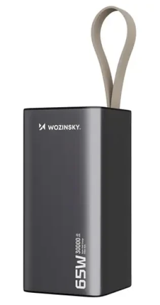 Wozinsky K65+ šedá / Powerbanka / 30000 mAh / 65W / 2x USB-C + USB-A