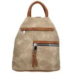 Módní dámský koženkový batůžek Lam Lady, béžový