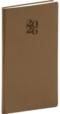 NOTIQUE Kapesní diář Essenza 2026 oříšek / 9 x 15.5 cm (PGD-KAPES-6004)