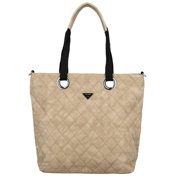 Trendy dámská koženková kabelka na rameno Priscila, béžová