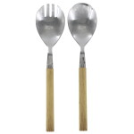 Chic Antique Servírovací příbor na sálat Linas Nature – set 2 ks, přírodní barva, kov, plast