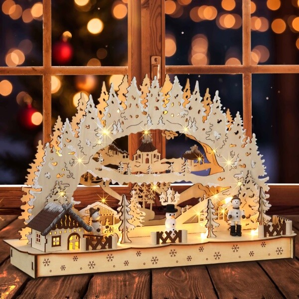 DBA LED Vánoční oblouk – sněhuláci, bílý