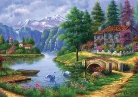 ART PUZZLE 5371 Puzzle Vesnice u jezera