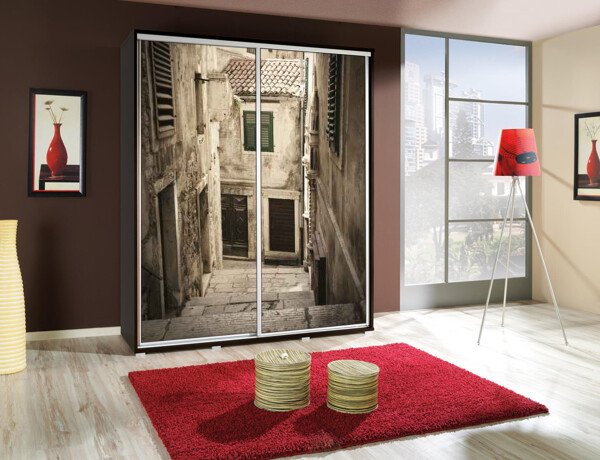 Šatní skříň Penelopa Ulička Barva korpusu: Kaštan - wenge, Rozměry: 155 cm