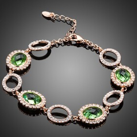 Náramek Swarovski Elements Mariangela, Zelená 17 cm + 3 cm (prodloužení)