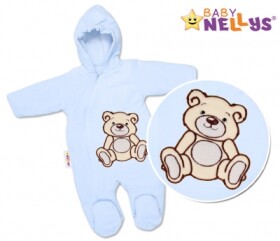 BABY NELLYS Zimní kombinézka/overálek Teddy Bear sv. modrá, vel.