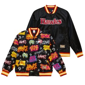 Mitchell & Ness Pánská bunda Atlanta Hawks NBA Slap Sticker Reversible Lightweight Satin Velikost: M