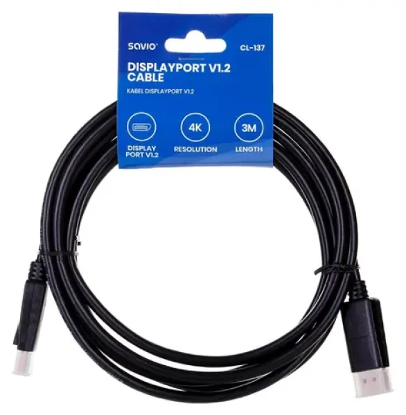 Savio CL-137 černá / Kabel DisplayPort / samec - samec / 3 m / max. 4K (CL-137)