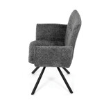 Židle jídelní, šedá látka, černý kov, otočný mechanismus 90°/90° (L/P) - funkce reset