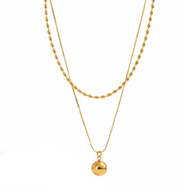 Dvojitý náhrdelník z chirurgické oceli Liu Gold, Zlatá 40 cm + 6 cm (prodloužení)