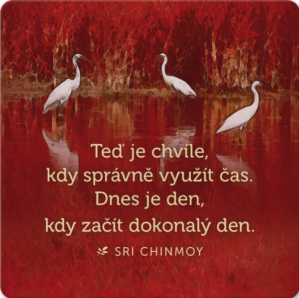 Korkový podtácek s citátem "Teď je chvíle, kdy správně využít čas. Dnes je den, kdy začít dokonalý den" - Sri Chinmoy