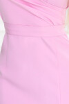 479-10 NINA elegantní šaty s obálkovým výstřihem, rukávy a páskem - Candy Pink L