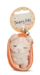 NICI GREEN klíčenka spící Kočička béžová + oranžový košík 12 cm