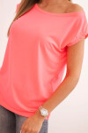 Dámská blůza s odhaleným ramenem neonově růžová UNI