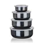 Smaltované misky s víčky METALLIC Black