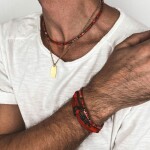 Luxusní pánský náhrdelník Antonio Gold - červený jaspis, Červená 45 cm