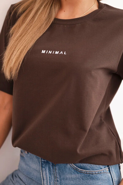 Dámská bavlněná blůza s potiskem Minimal hnědá UNI