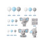 Dortisimo Zápich do dortu a dekorace Sloni s nápisem BABY a s koulemi modro-bílá (26 ks)