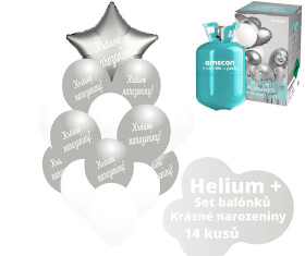 Helium set - stříbrná hvězda a balónky KRÁSNÉ NAROZENINY - Balonky.cz Helium set - stříbrná hvězda a balónky KRÁSNÉ NAROZENINY - Balonky.cz