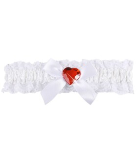 Ptakoviny.cz Podvazek bílý se stužkou a srdíčkem
