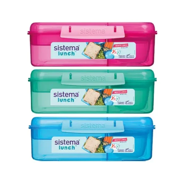 Sistema Lunch Bento Dělený svačinový box s nádobou na jogurt a 2 tácky 1.65 l mix barev (9414202416902)