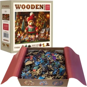 WOODEN CITY Dřevěné puzzle Vánoční medvídek 1010 dílků