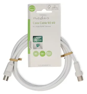 Nedis Koaxiální kabel IEC(M)-IEC(F) bílá / Video kabel / 75 Ohm / Dvojité stínění / 90 dB / 1,5 m / PVC (CSGL40000WT15)