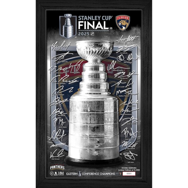 Fanatics Obraz Florida Panthers NHL 2025 Stanley Cup Champions 12" x 20" Framed Signature Trophy Print - Limited Edition of 5,000