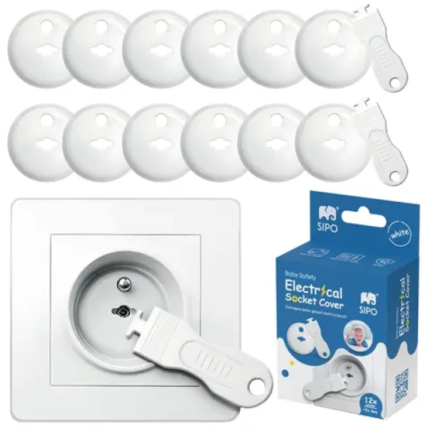 Sipo Ochranné kryty na elektrické zásuvky, set 12ks + 2x klíče, BÍLÁ (SPSBS-C10)