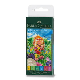 Popisovač Faber-Castell Pitt Artist Pen Brush 6 ks, hrot B, jarní odstíny