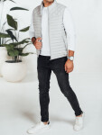 Pánská prošívaná vesta světle šedá FashionStreet TX5078 XL