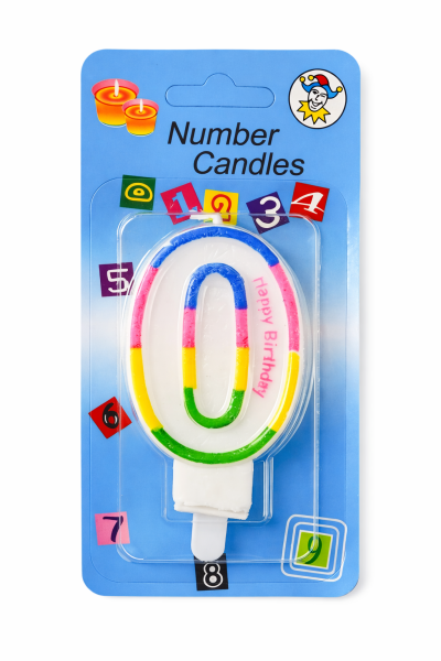 Dortová svíčka duhová č.0, 8,5x4x0,8cm, 1ks