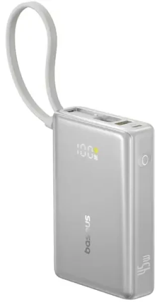 Baseus PicoGo 10000mAh 45W titanová / Powerbanka / Digitální displej / Vestavěný kabel USB-C