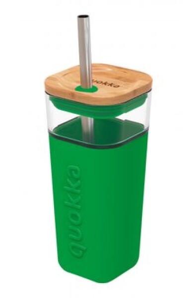 Quokka Liquid Cube 540ml Green / Sklenice s víčkem / brosilikátové skla (8412497400614)