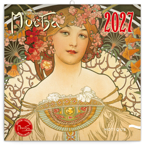 Nástěnný kalendář poznámkový 2027 Notique Alfons Mucha, 30 x 30 cm