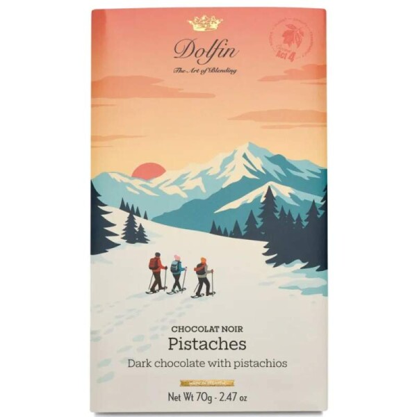 Dolfin Hořká čokoláda s pistáciemi 70g retro edice