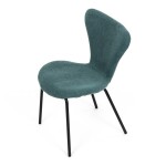 Židle jídelní, modrá látka, nohy černý kov