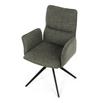 Židle jídelní, zelená látka, 360° vratný mechanismus, černý kov