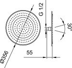 Laufen - Sprchové příslušenství Hlavová sprcha, průměr 36 cm, nerezová ocel HF504726100000
