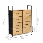 DumDekorace Komoda s 8 látkovými zásuvkami a kovovou konstrukcí 107 x 80 x 24 cm