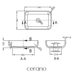 CERANO - Umyvadlo z litého mramoru Ora - na desku - černá matná - 54x36 CER-WB02B