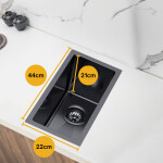 Malý grafitový kuchyňský dřez s PVD povrchovou úpravou - 22 x 44 cm, Velazo VELAZ2244B