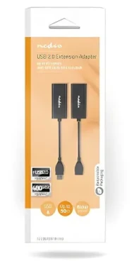 Nedis USB extender RJ45 černá / Prodlužovač USB / USB 2.0 / do 50 m / 480 Mbps / poniklované konektory (CCGB61EXTBK500)
