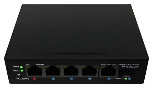 Lanberg Průmyslový PoE switch / 1x PoE BT / 3x PoE+ AT / SFP / Fast Ethernet / DIN / Unmanaged (ILFE-4P-1GE-1S-90)