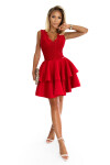 ZLATA Červené dámské šaty krajkovým výstřihem pěnou 368-3