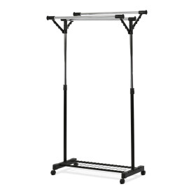 Stojan na šaty s výklopnými rameny, černá barva, kov / plast, chrom